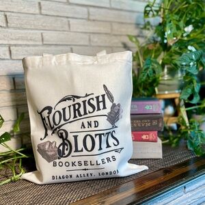 Flourish And Blotts Canvas Tote Bag Shoulder Bag 15in Harry Potter